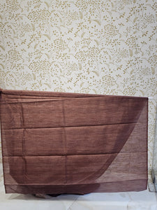 Hakoba Embroidered Kalamkari Cotton Tussar Saree with Floral Border