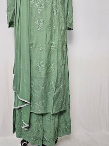 Cotton Chanderi Lakhnavi Kurta Palazzo Dupatta Set
