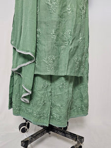 Cotton Chanderi Lakhnavi Kurta Palazzo Dupatta Set