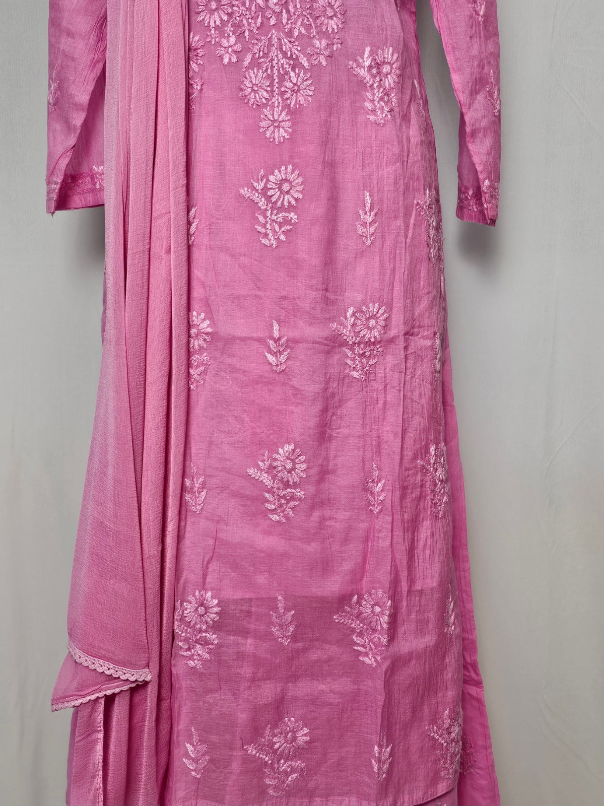 Cotton Chanderi Lakhnavi Kurta Palazzo Dupatta Set
