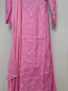 Cotton Chanderi Lakhnavi Kurta Palazzo Dupatta Set