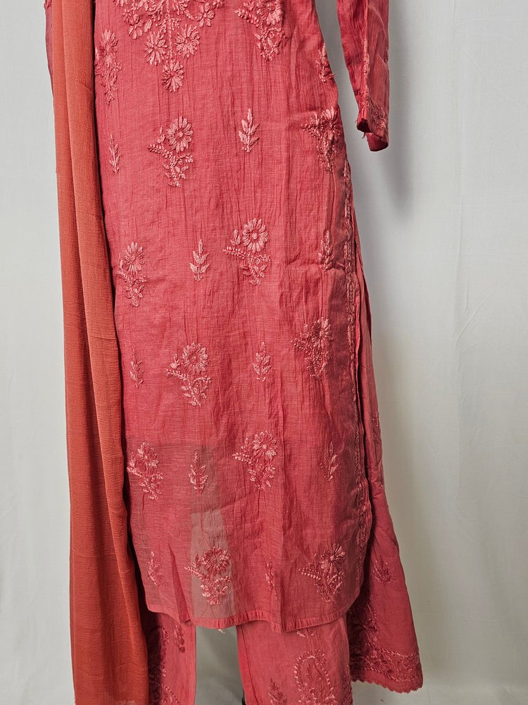 Cotton Chanderi Lakhnavi Kurta Palazzo Dupatta Set