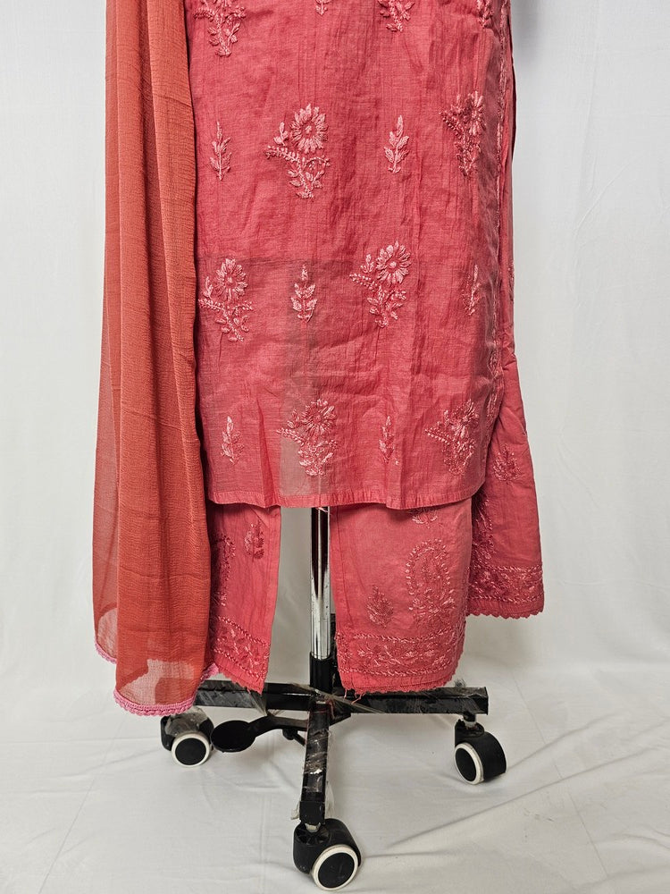 Cotton Chanderi Lakhnavi Kurta Palazzo Dupatta Set