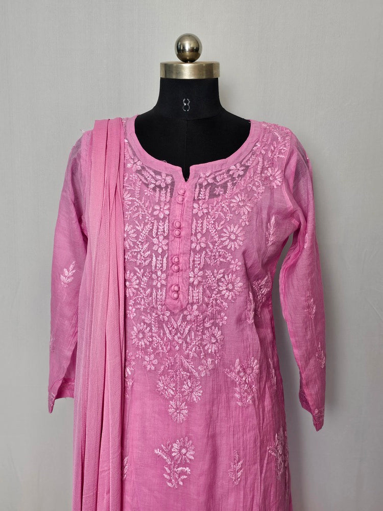 Cotton Chanderi Lakhnavi Kurta Palazzo Dupatta Set
