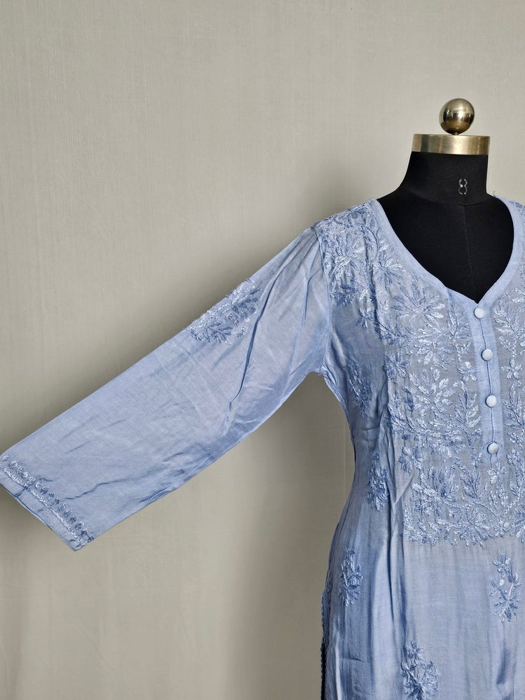 Cotton Lakhnavi Work Kurta Palazzo Co-ord Set