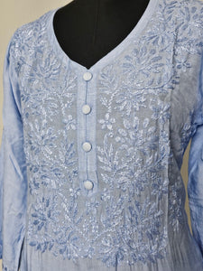 Cotton Lakhnavi Work Kurta Palazzo Co-ord Set