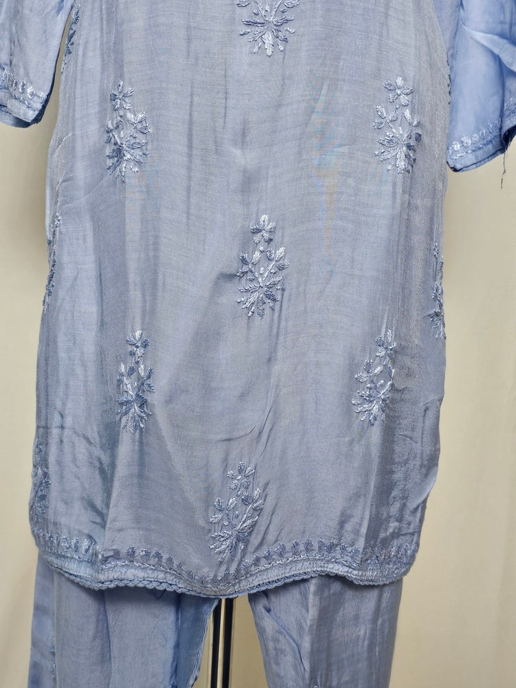 Cotton Lakhnavi Work Kurta Palazzo Co-ord Set