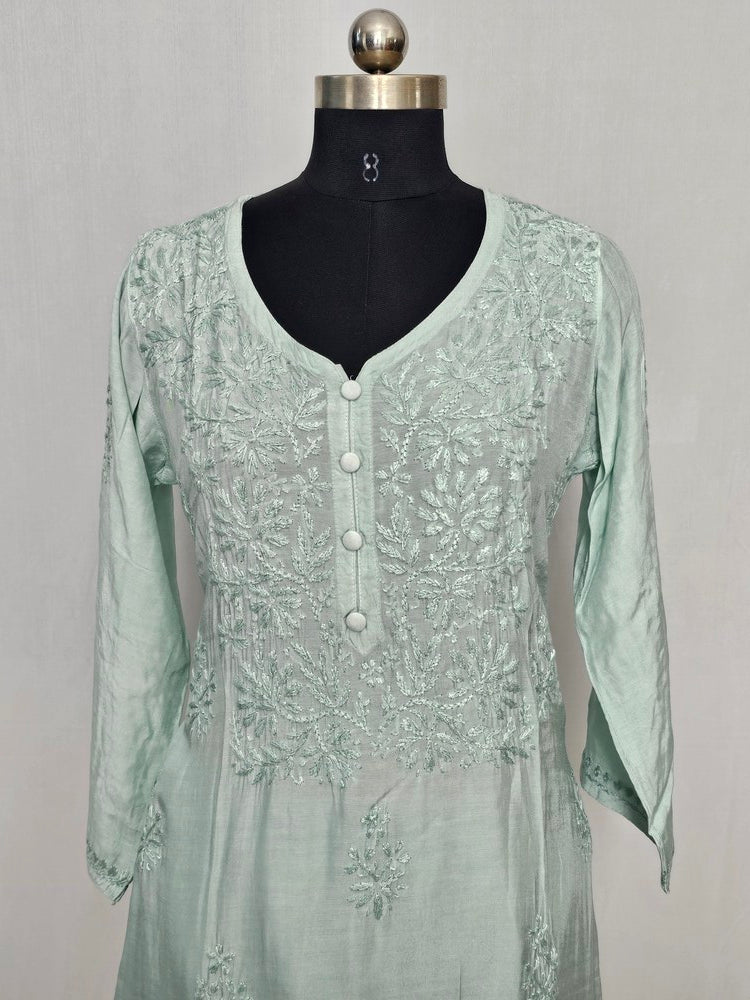 Cotton Lakhnavi Work Kurta Palazzo Co-ord Set