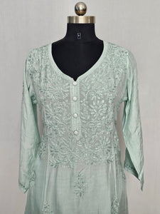 Cotton Lakhnavi Work Kurta Palazzo Co-ord Set