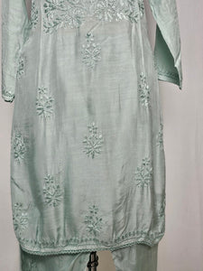 Cotton Lakhnavi Work Kurta Palazzo Co-ord Set