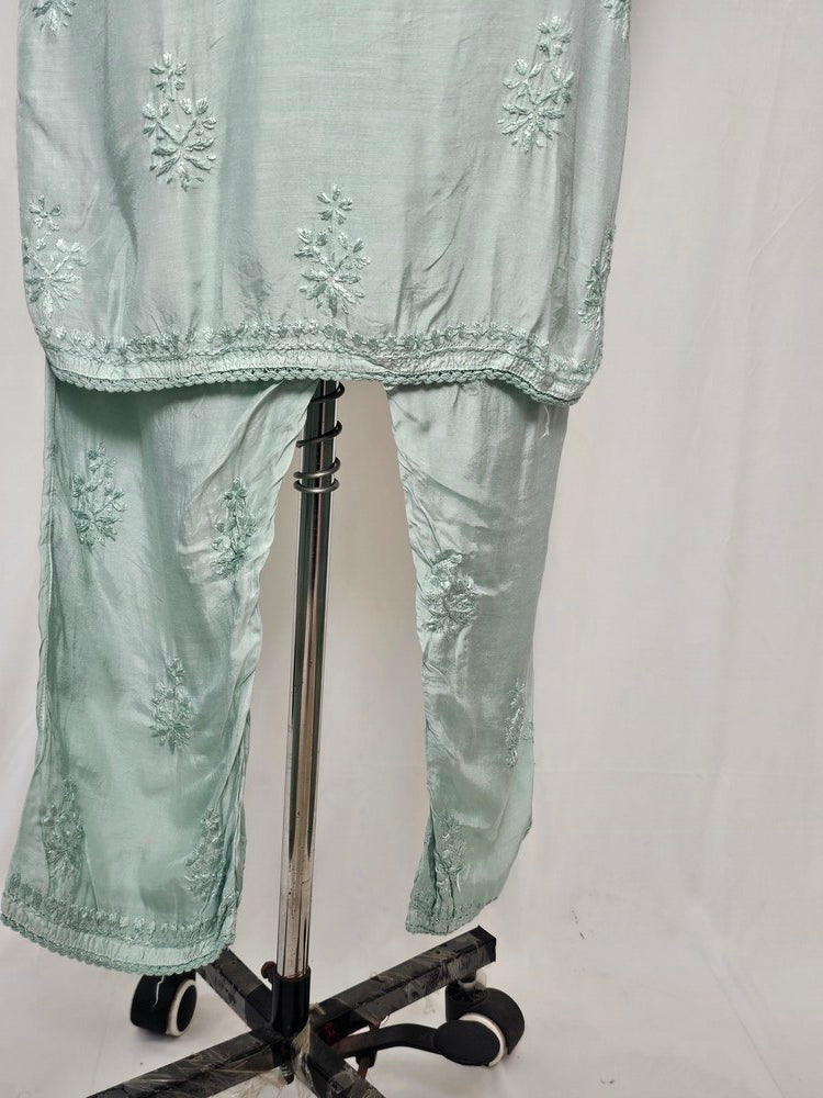 Cotton Lakhnavi Work Kurta Palazzo Co-ord Set