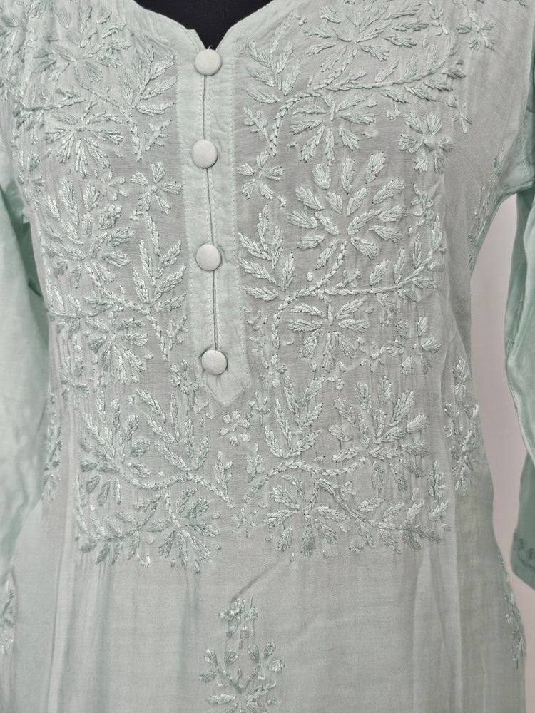 Cotton Lakhnavi Work Kurta Palazzo Co-ord Set