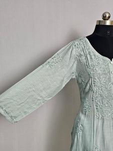 Cotton Lakhnavi Work Kurta Palazzo Co-ord Set