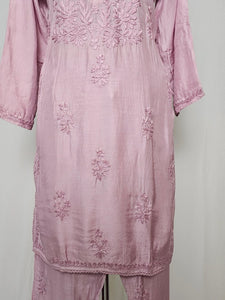Cotton Lakhnavi Work Kurta Palazzo Co-ord Set