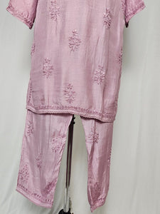 Cotton Lakhnavi Work Kurta Palazzo Co-ord Set