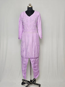 Cotton Lakhnavi Work Kurta Palazzo Co-ord Set