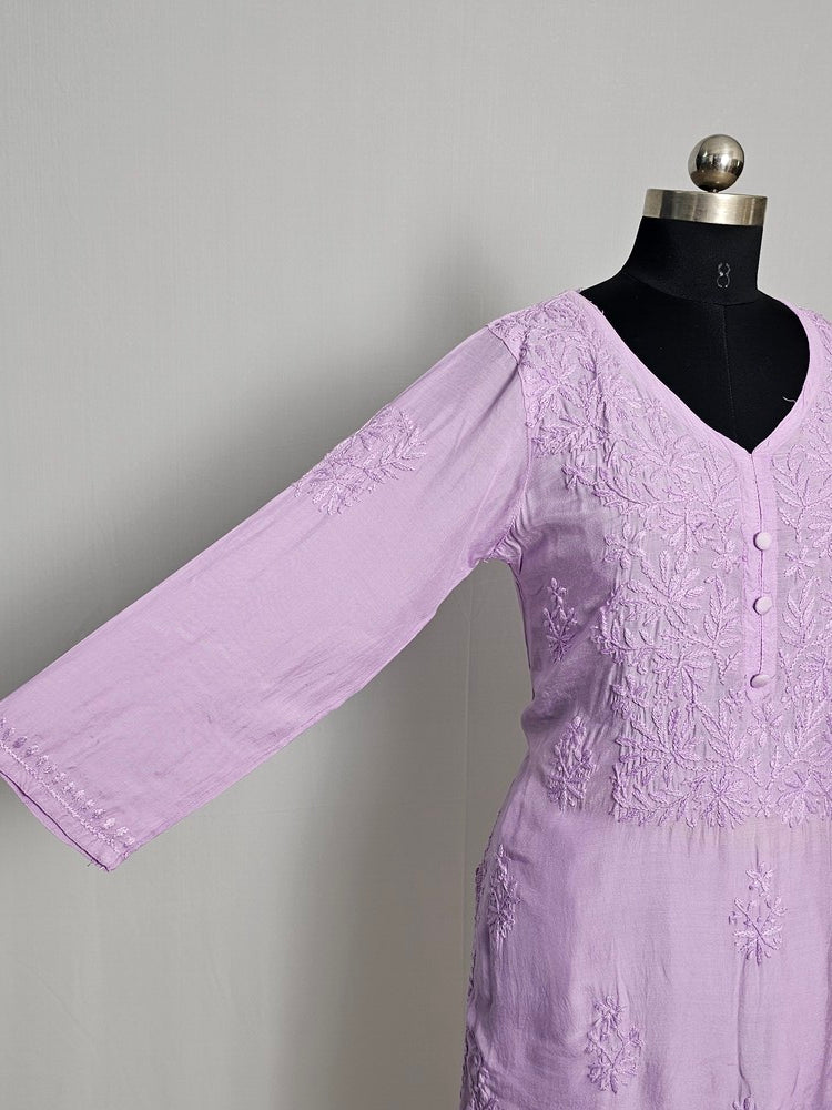 Cotton Lakhnavi Work Kurta Palazzo Co-ord Set