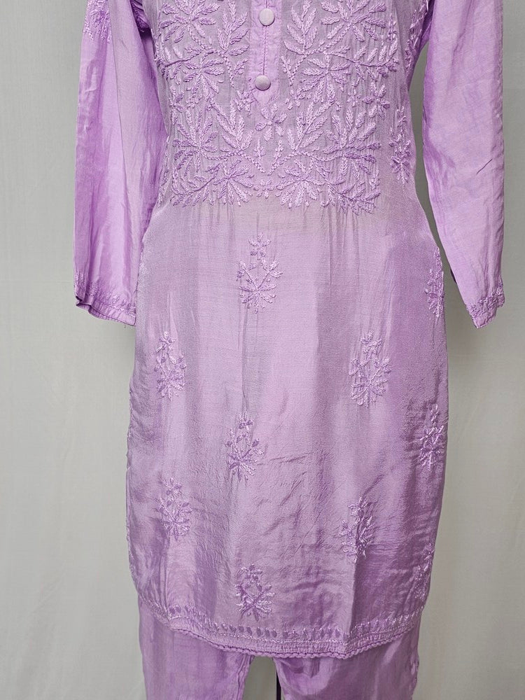 Cotton Lakhnavi Work Kurta Palazzo Co-ord Set