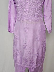 Cotton Lakhnavi Work Kurta Palazzo Co-ord Set