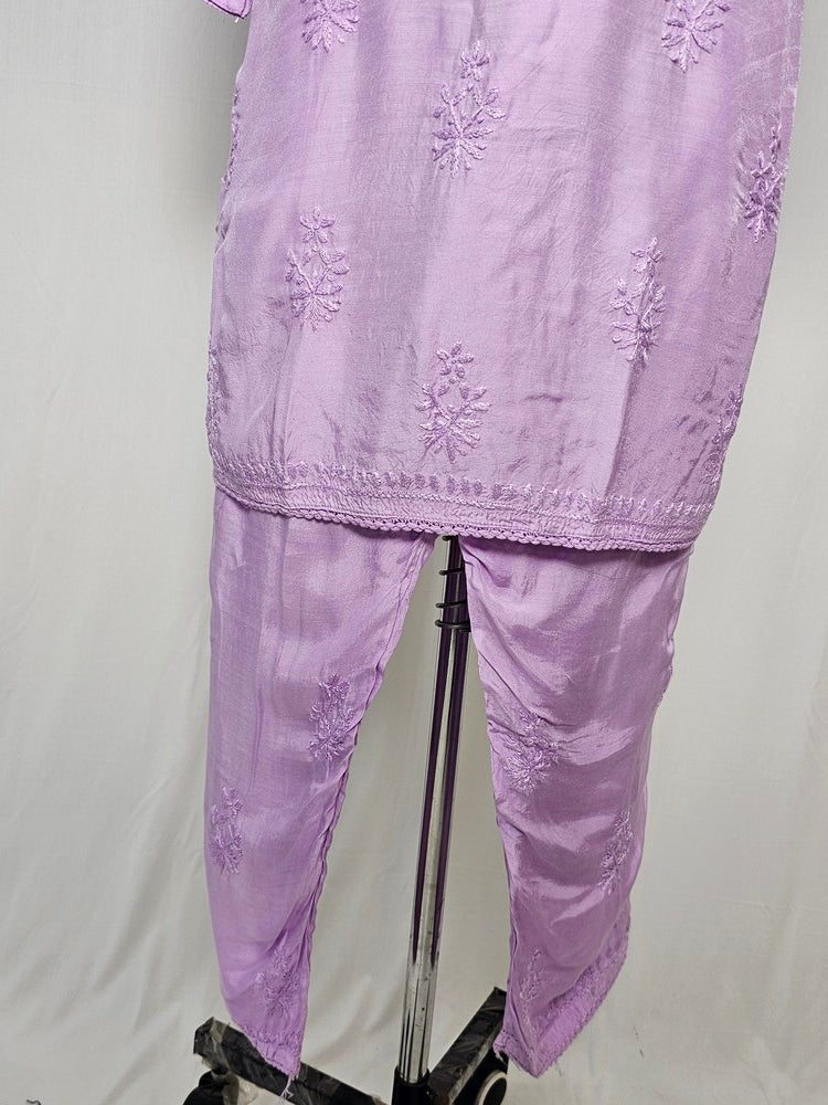 Cotton Lakhnavi Work Kurta Palazzo Co-ord Set