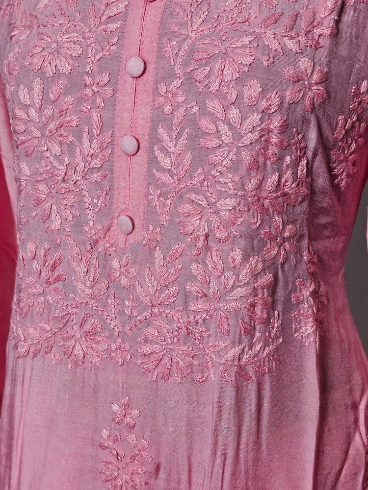 Cotton Lakhnavi Work Kurta Palazzo Co-ord Set