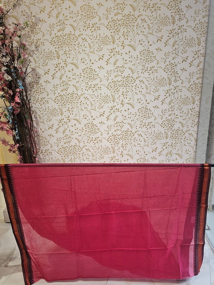 Cotton Gadwal Saree  Traditional Small Border & Lining Pallu