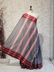 Narayanpeth Cotton Saree  Traditional Border & Lining Pallu