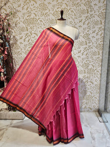 Cotton Gadwal Saree  Traditional Small Border & Lining Pallu