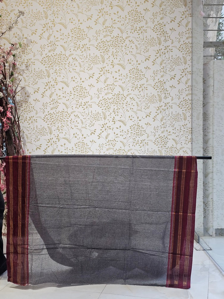 Narayanpeth Cotton Saree  Traditional Border & Lining Pallu
