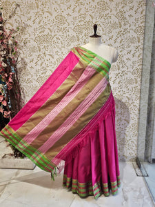 Narayanpeth Cotton Saree  Traditional Border & Lining Pallu