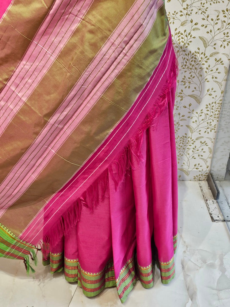 Narayanpeth Cotton Saree  Traditional Border & Lining Pallu