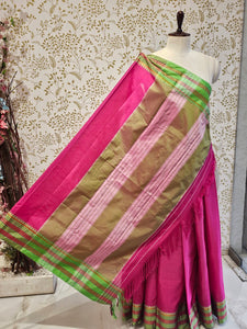 Narayanpeth Cotton Saree  Traditional Border & Lining Pallu