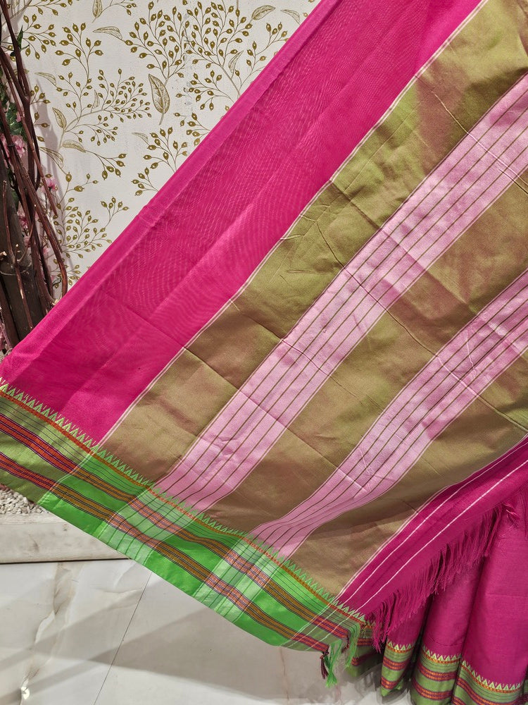 Narayanpeth Cotton Saree  Traditional Border & Lining Pallu