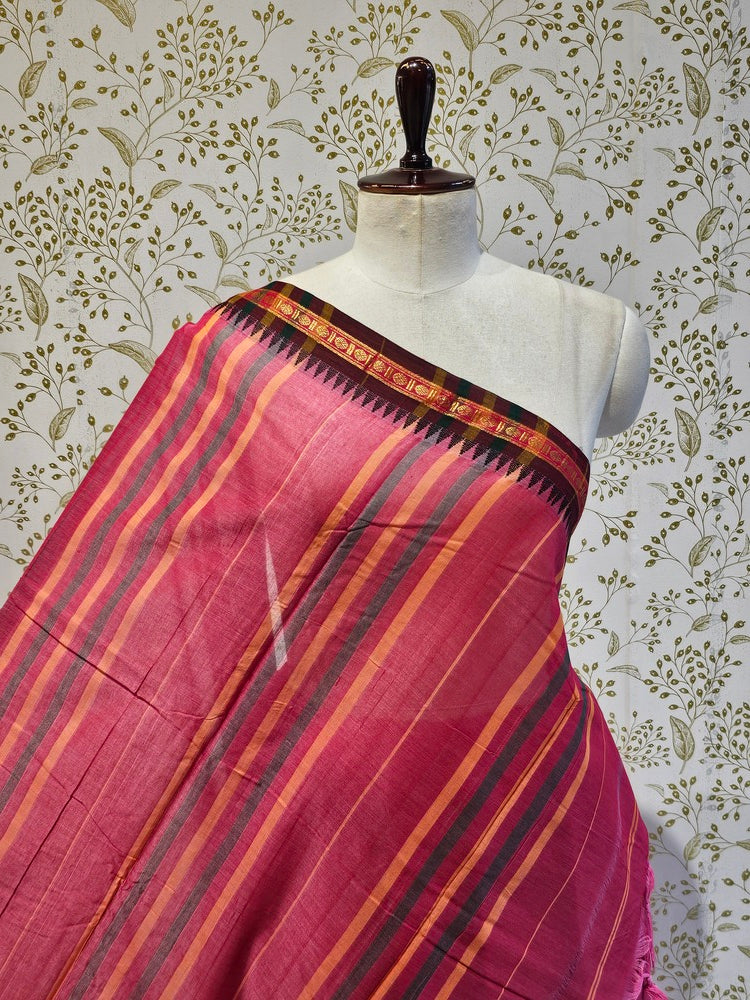Cotton Gadwal Saree  Traditional Small Border & Lining Pallu