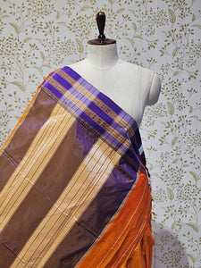 Narayanpeth Cotton Saree  Traditional Border & Lining Pallu