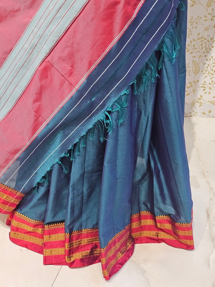 Narayanpeth Cotton Saree  Traditional Border & Lining Pallu