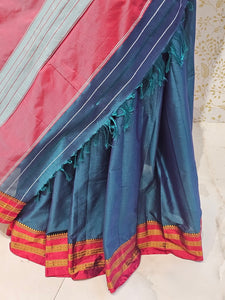 Narayanpeth Cotton Saree  Traditional Border & Lining Pallu