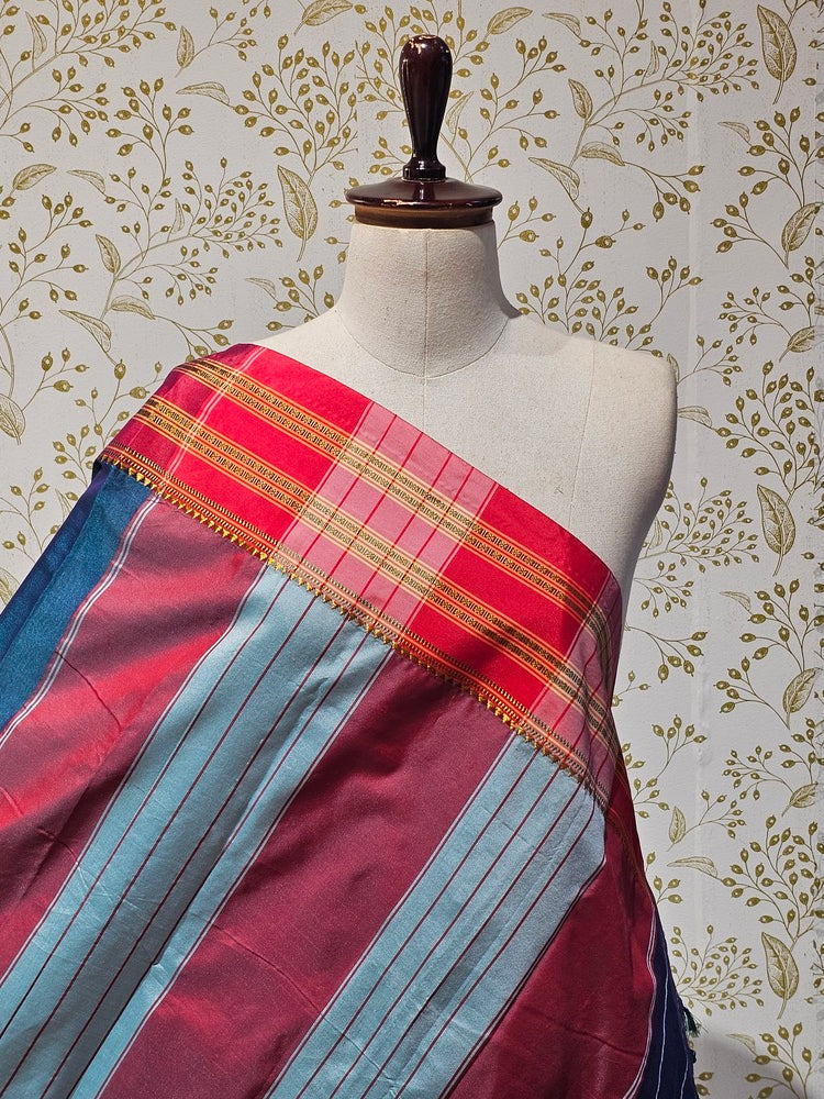 Narayanpeth Cotton Saree  Traditional Border & Lining Pallu