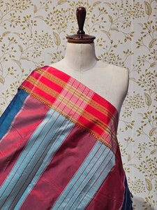 Narayanpeth Cotton Saree  Traditional Border & Lining Pallu