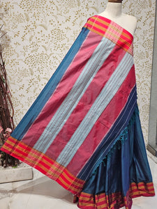 Narayanpeth Cotton Saree  Traditional Border & Lining Pallu