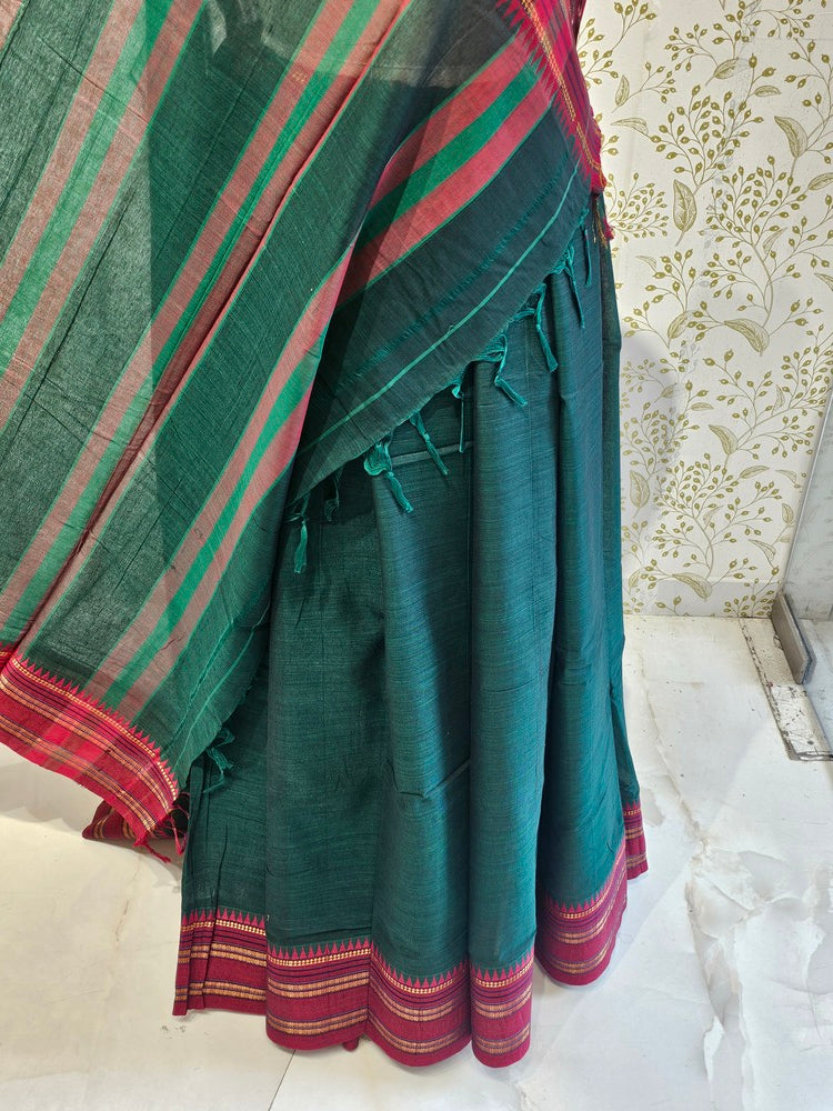 Narayanpeth Cotton Saree  Traditional Border & Lining Pallu