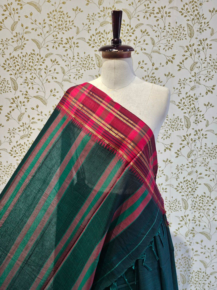 Narayanpeth Cotton Saree  Traditional Border & Lining Pallu