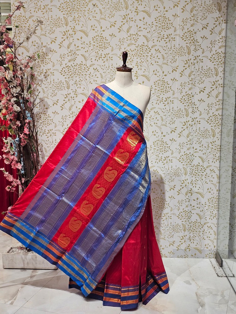 Narayanpeth Silk Saree  Gold Karnafuli Butti with Traditional Narayanpeth Border & Heavy Pallu
