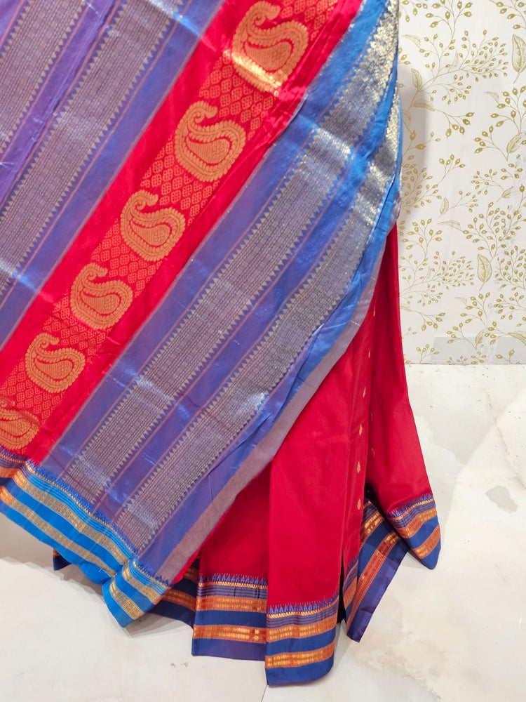 Narayanpeth Silk Saree  Gold Karnafuli Butti with Traditional Narayanpeth Border & Heavy Pallu