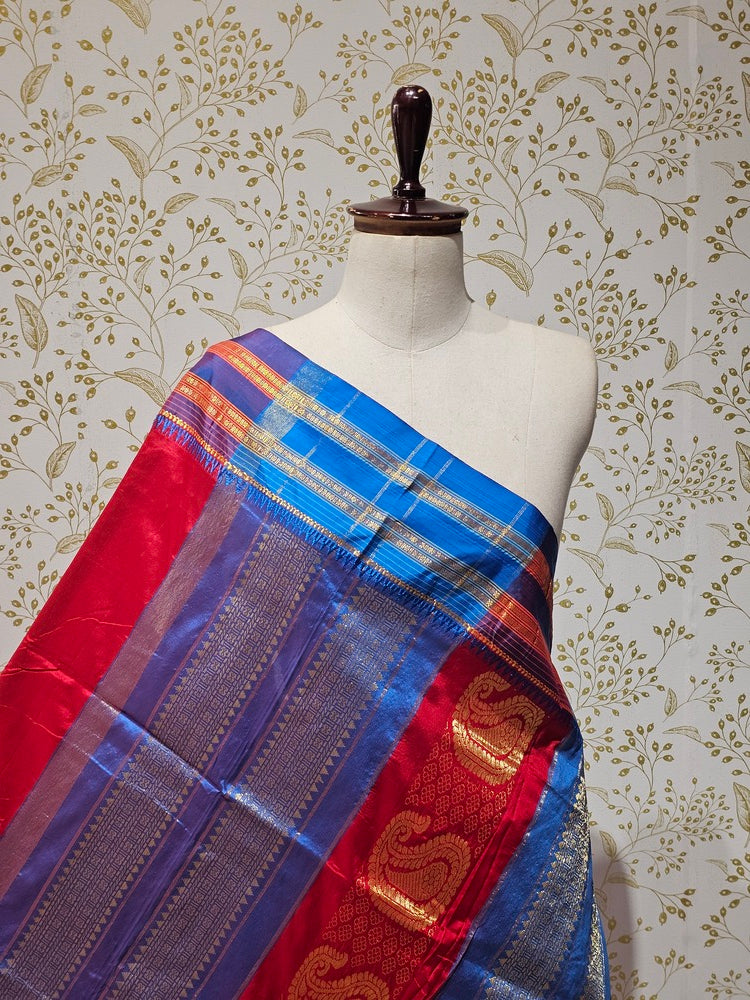 Narayanpeth Silk Saree  Gold Karnafuli Butti with Traditional Narayanpeth Border & Heavy Pallu