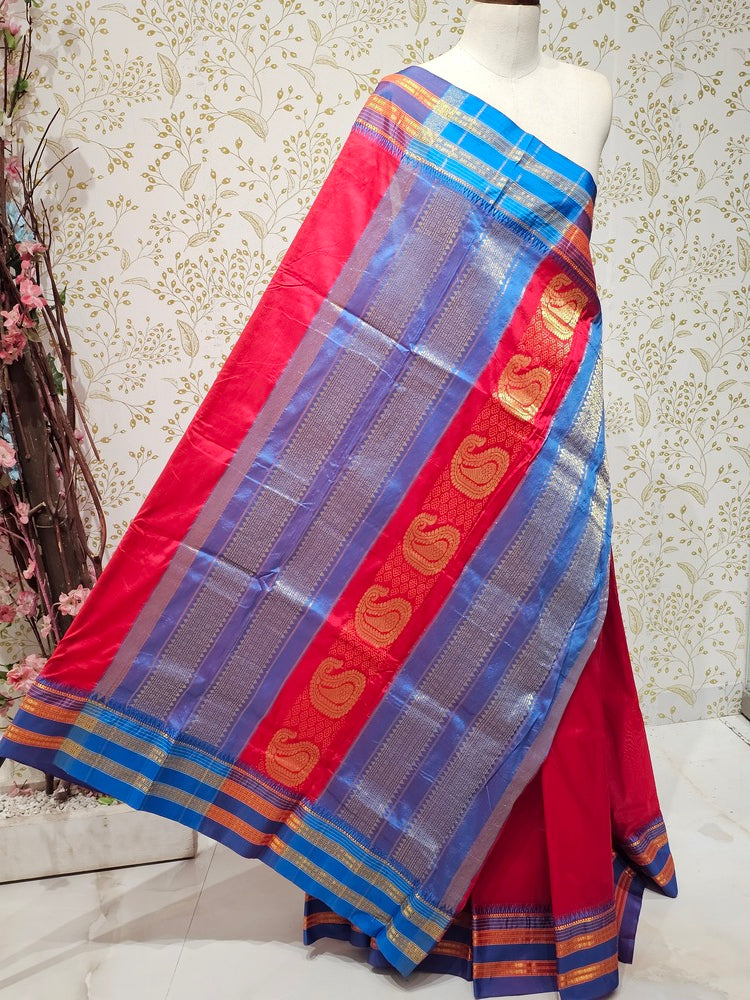 Narayanpeth Silk Saree  Gold Karnafuli Butti with Traditional Narayanpeth Border & Heavy Pallu