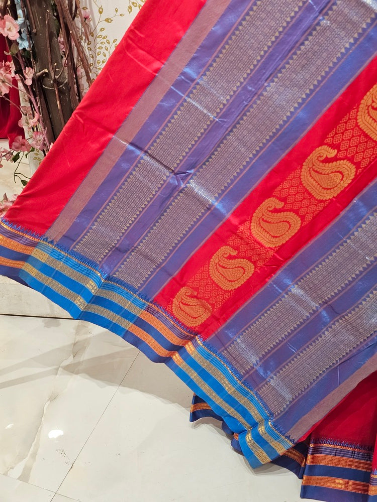 Narayanpeth Silk Saree  Gold Karnafuli Butti with Traditional Narayanpeth Border & Heavy Pallu