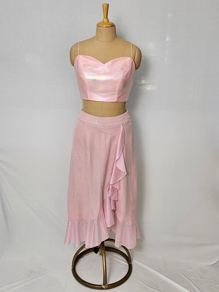 Georgette Marble-Effect Drape Skirt Top with Cape Jacket | Sequin Indo-Western