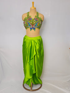 Drape Skirt with 3D Embroidered Top & Organza Jacket | Indo-Western Set