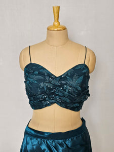Floral Sequin Embroidered Drape Skirt with Tube Top | Indo-Western Set